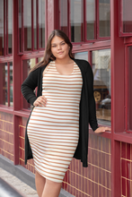 Load image into Gallery viewer, Tunic Ribbed Knit Dress - Striped Brown
